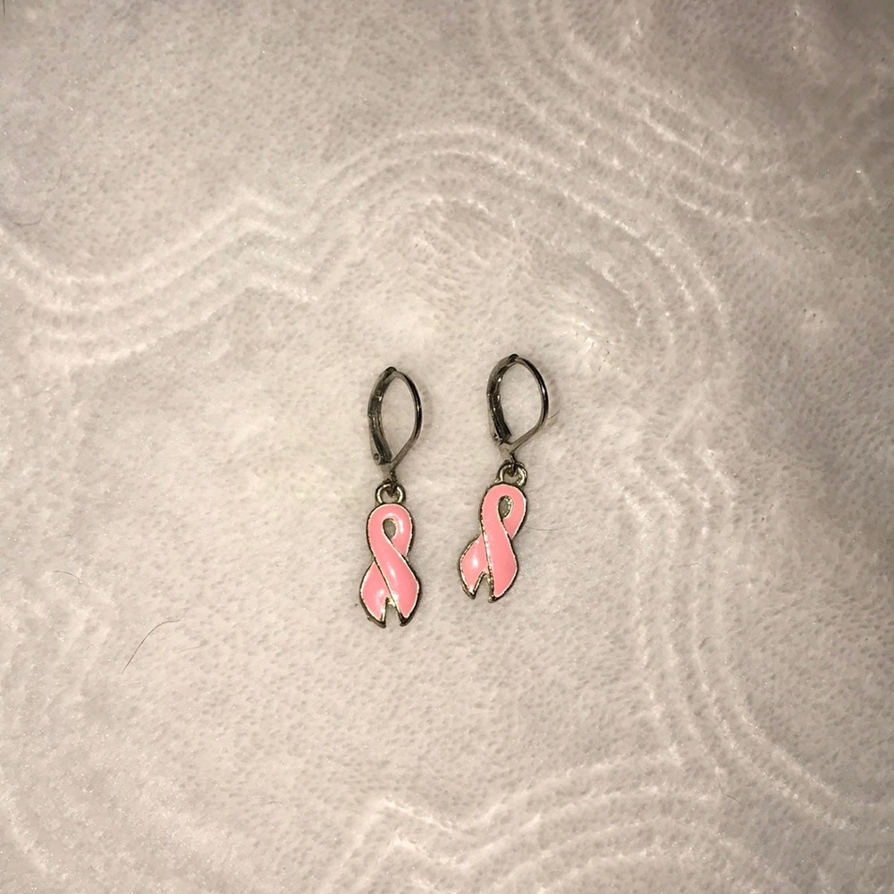 Pink Breast Cancer ribbon earrings
